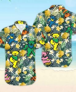 Grateful Dead Dancing Bears Pineapple Forest Hawaiian Shirt