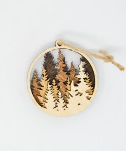 Forest Laser Cut Ornament, Handmade 3D Layered Wooden Nature Christmas Ornaments, Pine Trees, Christmas Gift
