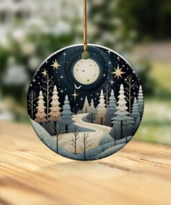 Enchanting Winter Wonderland Ornament, Holiday Decor, Christmas Tree Decoration, Magical Night Scene Ornament, Festive Gift Idea