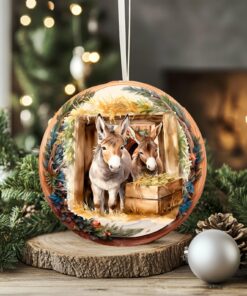 Customizable Christmas Donkey Ornament Ceramic Nativity Scene Ornament Religious Christmas Gift Christmas Animals Decoration Gift