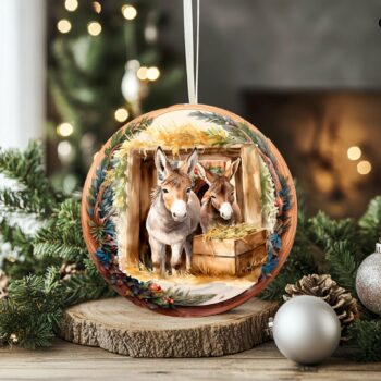 Customizable Christmas Donkey Ornament Ceramic Nativity Scene Ornament Religious Christmas Gift Christmas Animals Decoration Gift