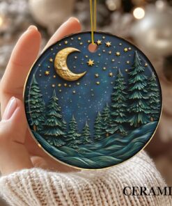 Forest Ornament, Night Forester Gifted Decor, Starry Xmas Gift Idea, Nature Christmas Gift For Her Heirloom Keepsake Xmas Ornament
