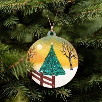 Wooden Christmas Ornament: Rustic Farmhouse Holiday Décor