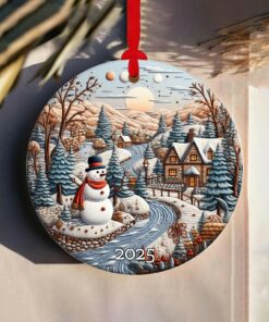 Christmas Ornament 2025, Snowman Winter Holiday Decoration, Cozy Ceramic Keepsake, Unique Tree Ornament, Christmas Gift for Home
