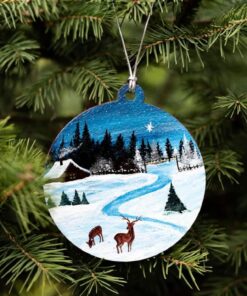 Reindeer Wood Slice Ornament: Rustic Christmas Décor