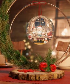 Cute Christmas Metal Ornaments-Santa Claus and Bunnies