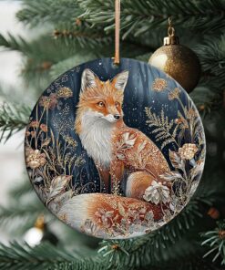 Scandinavian Fox Christmas Ornament, Woodland Animal Ornament, Rustic Winter Decor, Nordic Folk Art Ornament, Holiday Gift for Nature Lover