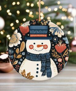 Scandinavian Snowman Christmas Ornament, Nordic Folk Art Ornament, Cozy Winter Tree Decoration, Rustic Holiday Ornament Gift for Home