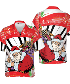 2025 Christmas Santa with Musical Instrument Hawaiian Shirt