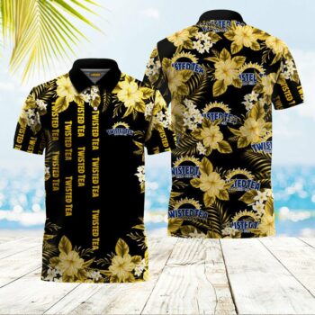 Twisted Tea Yellow Hibiscus Polo Shirt