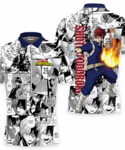 Shoto Todoroki Polo Shirt Manga Style
