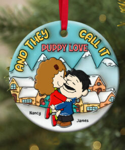 Personalized Gifts for Couple Ceramic Ornament Puppy Love Christmas