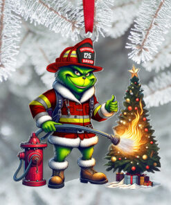 Firefighter Christmas Ornaments - Green Monster - Personalized Gifts For Firefighter