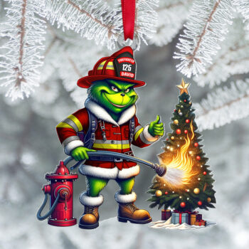 Firefighter Christmas Ornaments - Green Monster - Personalized Gifts For Firefighter