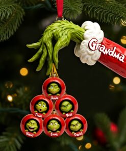 Green Monster Family Ornament, Personalized Gifts For Family Christmas Ornament