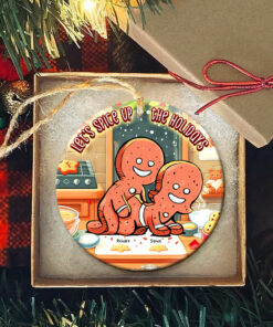 Personalized Gift for Couple, Naughty Gingerbread Ceramic Ornament