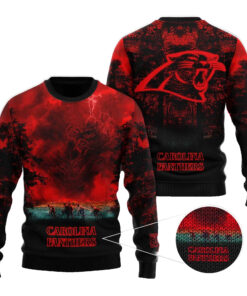 2025 Carolina Panthers Stranger Things Ugly Sweater