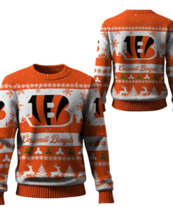 2025 Christmas Bengals Festive Reindeer Tree Ugly Sweater