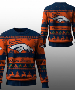 2025 Christmas Broncos Festive Reindeer Tree Ugly Sweater