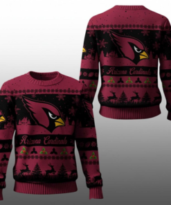 2025 Christmas Cardinals Festive Reindeer Tree Ugly Sweater