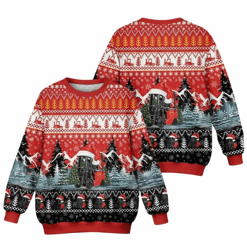 2025 Christmas Electric Forklift Ugly Christmas Sweater