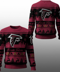2025 Christmas Falcons Festive Reindeer Tree Ugly Sweater