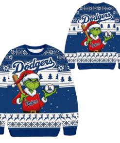 2025 Christmas Grinch Los Angles Dodgers Ugly Sweater