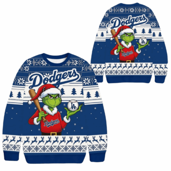 2025 Christmas Grinch Los Angles Dodgers Ugly Sweater