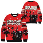 2025 Christmas Here Comes Deadpool Ugly Sweater