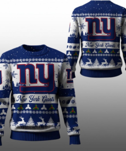 2025 Christmas NY Giants Festive Reindeer Tree Ugly Sweater
