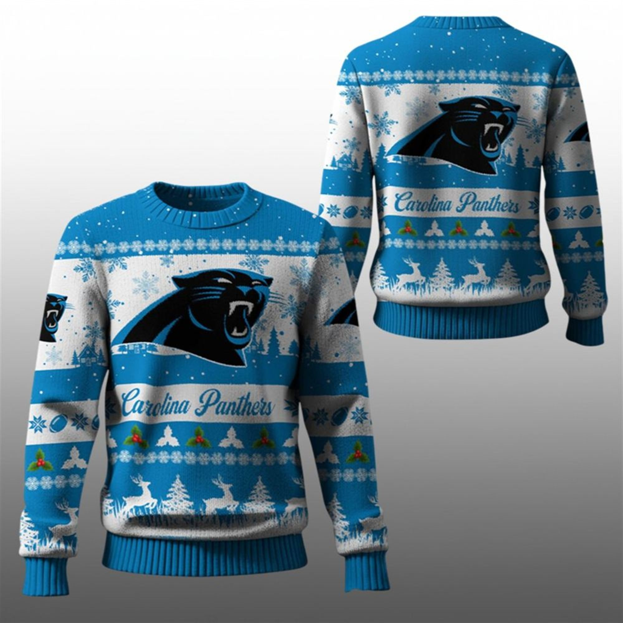2025 Christmas Panthers Festive Reindeer Tree Ugly Sweater 2025 Christmas Panthers Festive Reindeer Tree Ugly Sweater