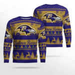 2025 Christmas Ravens Festive Reindeer Tree Ugly Sweater