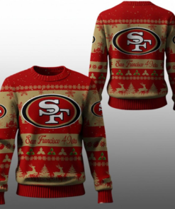 2025 Christmas SF 49ers Festive Reindeer Tree Ugly Sweater