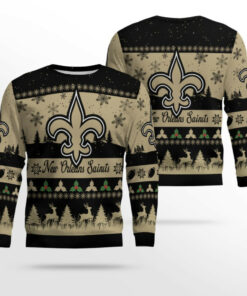 2025 Christmas Saints Festive Reindeer Tree Ugly Sweater