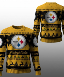 2025 Christmas Steelers Festive Reindeer Tree Ugly Sweater