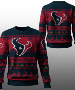 2025 Christmas Texans Festive Reindeer Tree Ugly Sweater