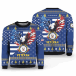 2025 Christmas US NAVY 250th Years Of Service Veteran Ugly Sweater