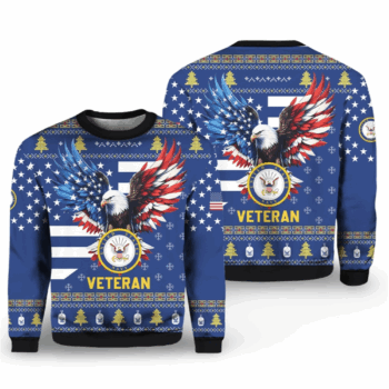 2025 Christmas US NAVY 250th Years Of Service Veteran Ugly Sweater