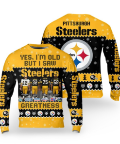 2025 Christmas Yes I Am Old But I Saw Steelers Greatness Ugly Sweater