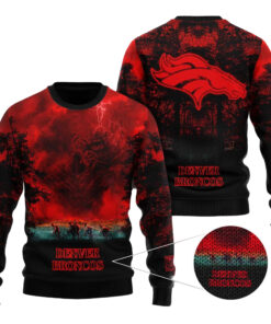 2025 Denver Broncos Stranger Things Ugly Sweater