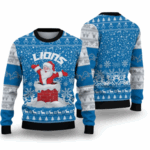 2025 Lions Santa Ugly Christmas Sweater