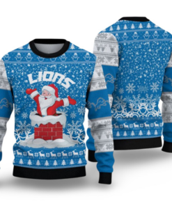 2025 Lions Santa Ugly Christmas Sweater