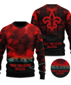 2025 New Orleans Saints Stranger Things Ugly Sweater