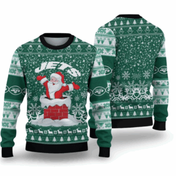 2025 New York Jets Funny Santa Ugly Christmas Sweater