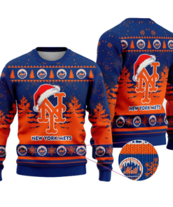 2025 New York Mets Snowflakes Christmas Ugly Sweater