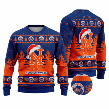 2025 New York Mets Snowflakes Christmas Ugly Sweater