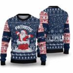 2025 Patriots Funny Santa Ugly Christmas Sweater