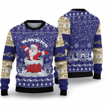 2025 Ravens Santa Ugly Christmas Sweater