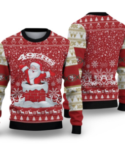 2025 San Francisco 49ers Funny Santa Ugly Christmas Sweater