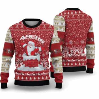2025 San Francisco 49ers Funny Santa Ugly Christmas Sweater